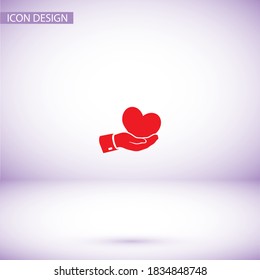 heart in hand. hand holds a heart. heart icon. vector graphics of hands and hearts. kindness and love. in hand is love. 10 eps