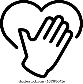 Heart with hand, honesty icon , vector illustration