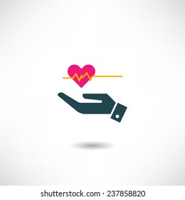Heart in hand icon