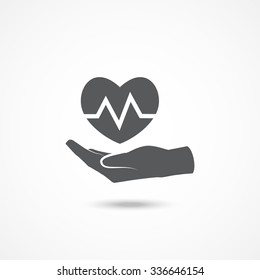 Heart in hand icon