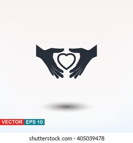 Heart in hand icon