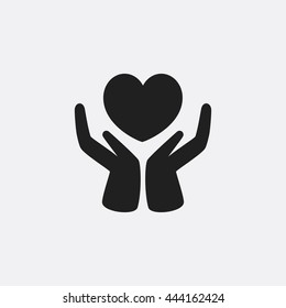 Icono del corazón en la mano