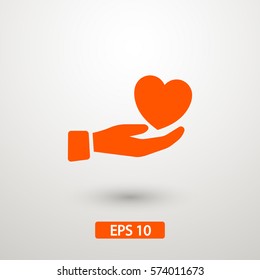 Heart in hand icon
