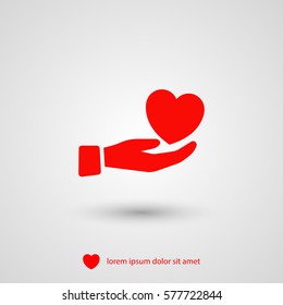 Heart in hand icon