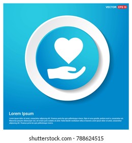 Heart in hand icon Abstract Blue Web Sticker Button