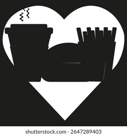 Heart hand icon. Care love symbol. Vector gesture design. Black background shape.