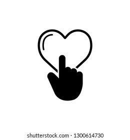 Heart and hand icon care save symbol.