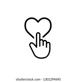 Heart and hand icon care save symbol.