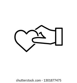 Heart and hand icon care save symbol.