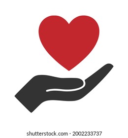 símbolo de ahorro de cuidado de iconos de corazón y mano