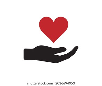 heart and hand icon care save symbol