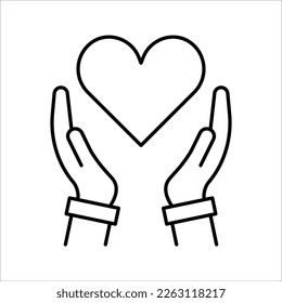 heart and hand icon care save symbol. vector illustration on white background