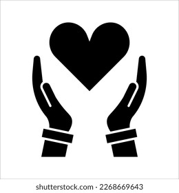 heart and hand icon care save symbol. vector illustration on white background
