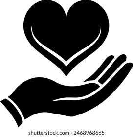 Guardar cuidado de iconos de corazón y mano