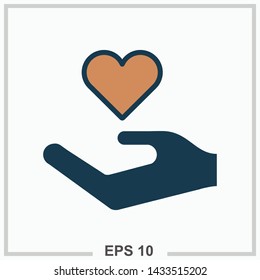 Heart in hand icon colored isolated vector illustration