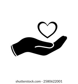 Heart in hand icon design