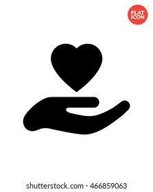 Heart in hand Icon Flat Style Isolated Vector Illustration