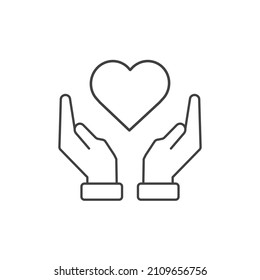 Heart in hand icon isolated on white background. Heart care icon. Healthcare concept. Vector illustration.