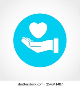 Heart in hand Icon Isolated on White Background