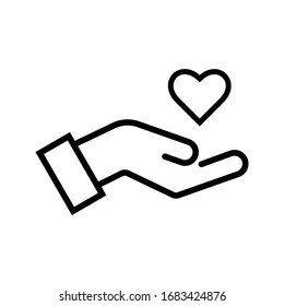 heart in hand icon isolated vector illustration