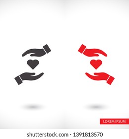heart in hand icon , lorem ipsum Flat design