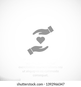 heart in hand icon , lorem ipsum Flat design