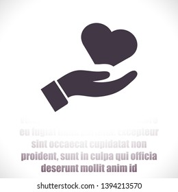 heart in hand icon , lorem ipsum Flat design