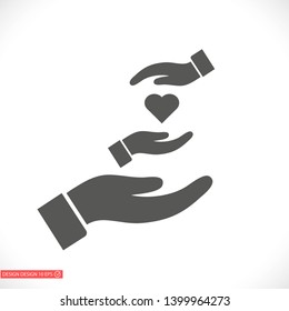 heart in hand icon , lorem ipsum Flat design