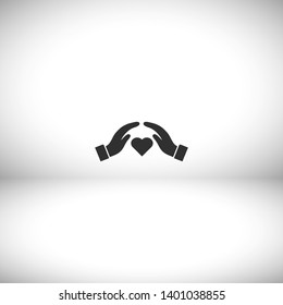 heart in hand icon , lorem ipsum Flat design