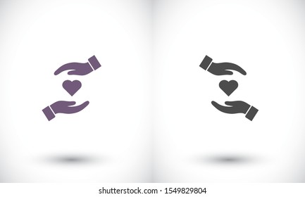 heart in hand icon , lorem ipsum Flat design