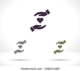 heart in hand icon , lorem ipsum Flat design