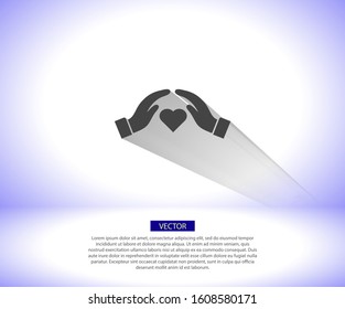 heart in hand icon , lorem ipsum Flat design