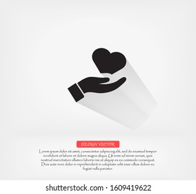 heart in hand icon , lorem ipsum Flat design