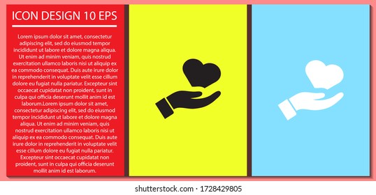 heart in hand icon , lorem ipsum Flat design