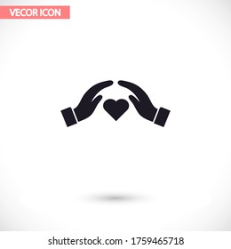 heart in hand icon , lorem ipsum Flat design