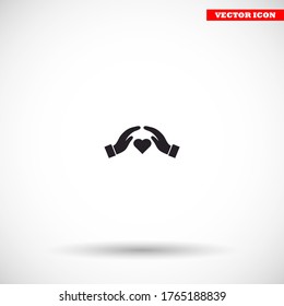 heart in hand icon , lorem ipsum Flat design