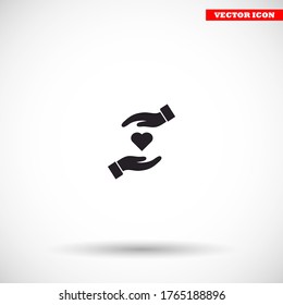 Herz-Hand-Symbol, lorem ipsum Flaches Design