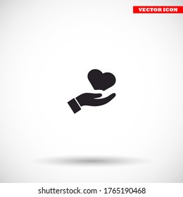 Herz-Hand-Symbol, lorem ipsum Flaches Design