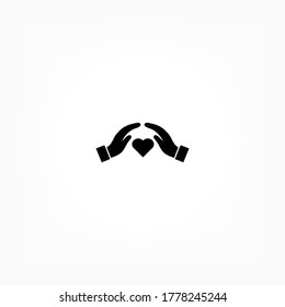 Herz-Hand-Symbol, lorem ipsum Flaches Design