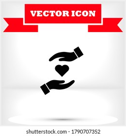 icono del corazón en la mano, lorem ipsum Diseño plano