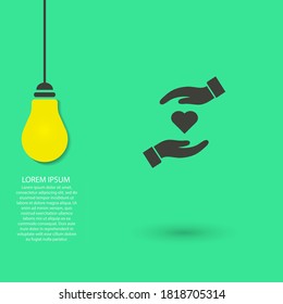 heart in hand icon , lorem ipsum Flat design