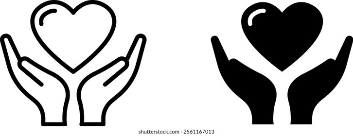 "Heart in Hand Icon for Love, Care, and Support Applications"