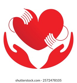 Heart in hand icon love logo Heart in hand logo Heart in hand icon in line style. Editable stroke. heart with wings