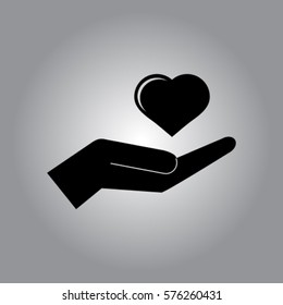 Heart in the hand icon, love vector illustration 