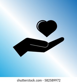 Heart in the hand icon, love vector illustration 