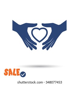 Heart in hand  icon. One of set web icons