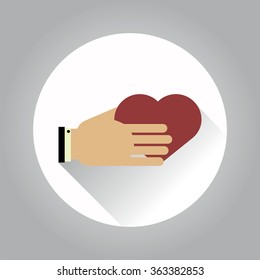 Heart in hand icon. One of set web icons