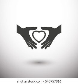 Heart in hand  icon. One of set web icons