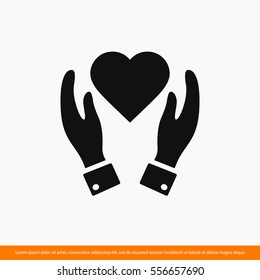 Heart in hand icon. One of set web icons