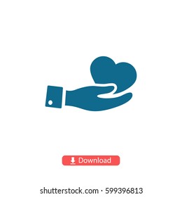 Heart in hand icon. One of set web icons